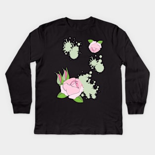 Pretty painted roses in pink Kids Long Sleeve T-Shirt